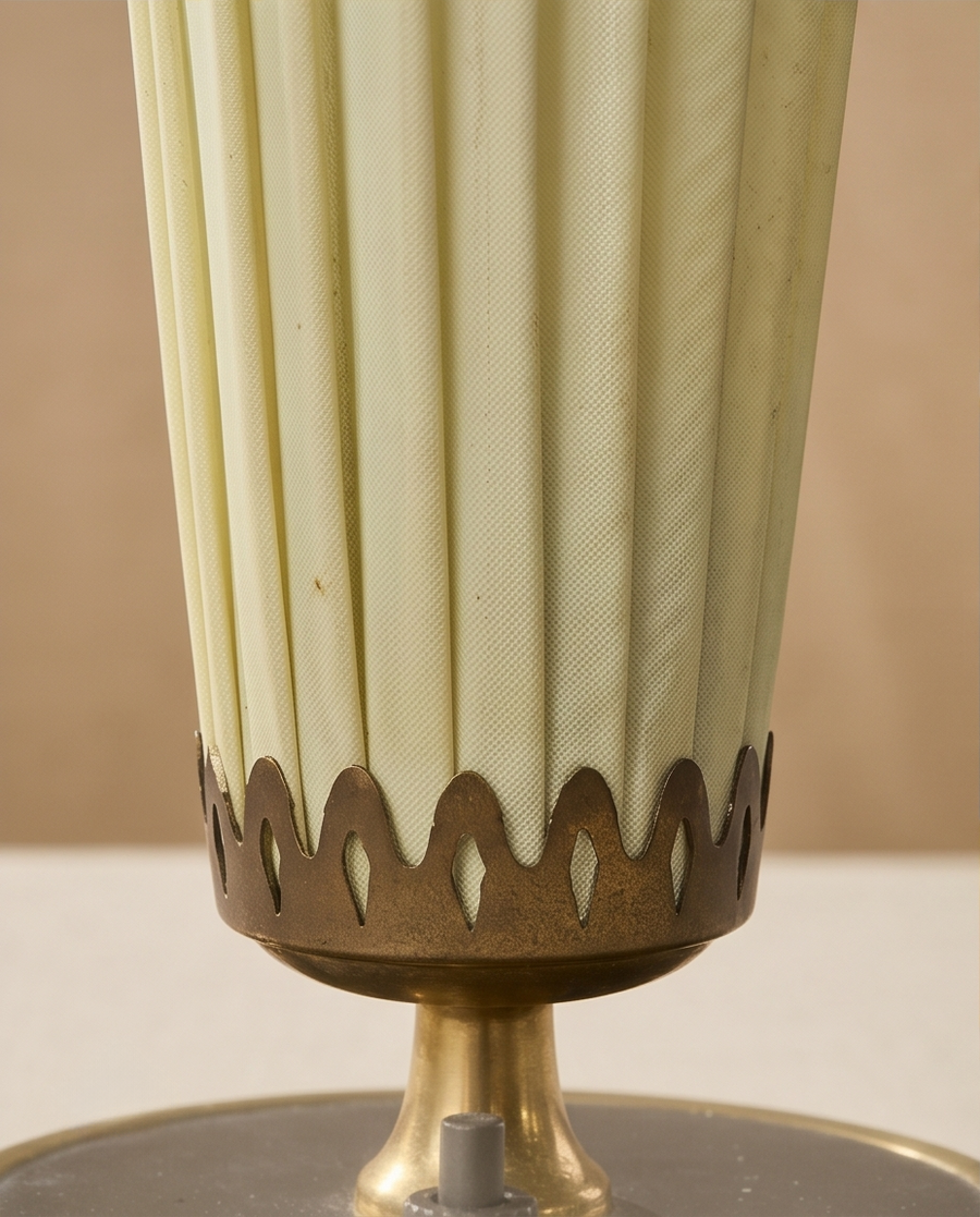Pleated Fabric & Brass Lamp