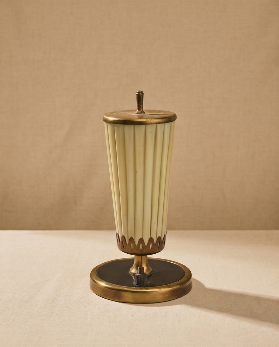 Pleated Fabric & Brass Lamp