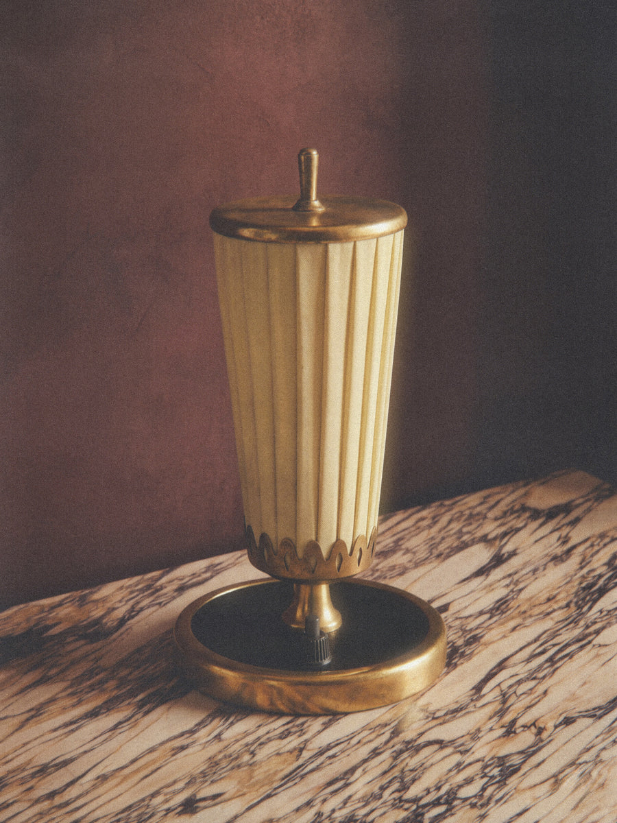 Pleated Fabric & Brass Lamp