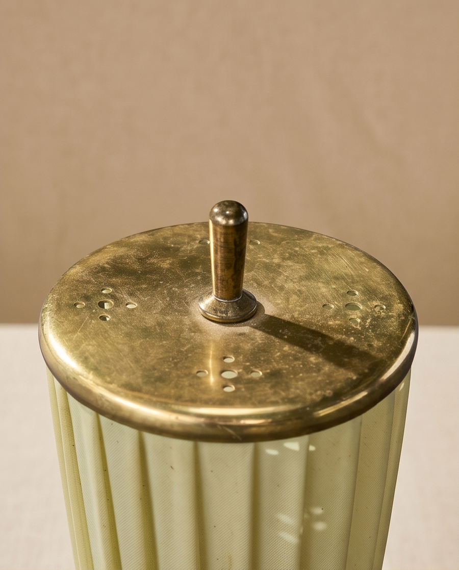 Pleated Fabric & Brass Lamp