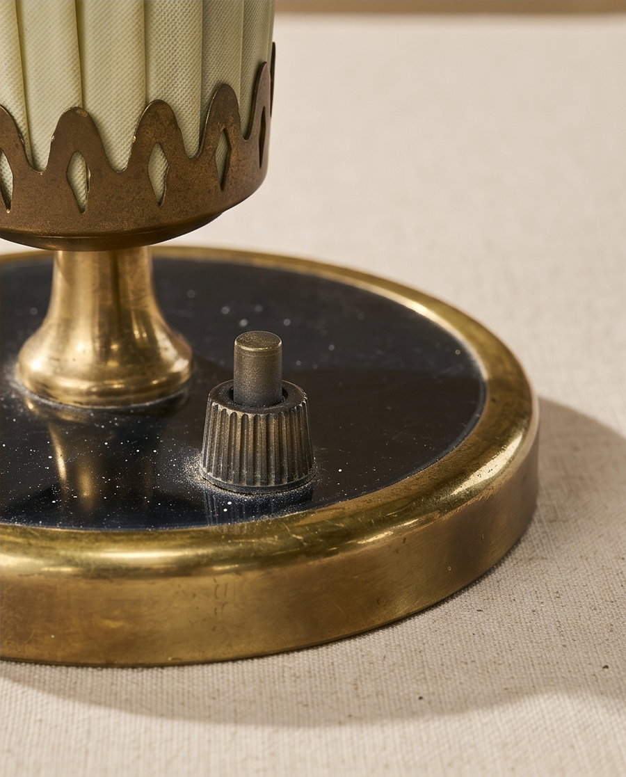 Pleated Fabric & Brass Lamp